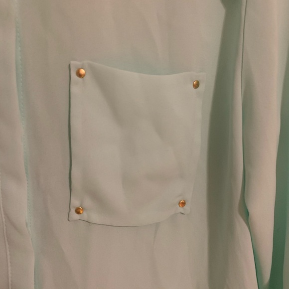 Teal Long Sleeve H&M Button Down Size Size 4 - Picture 3 of 8